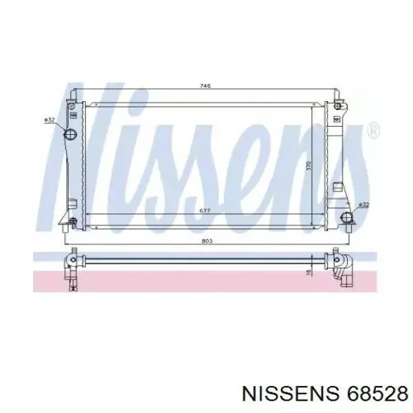 Radiador refrigeración del motor 68528 Nissens