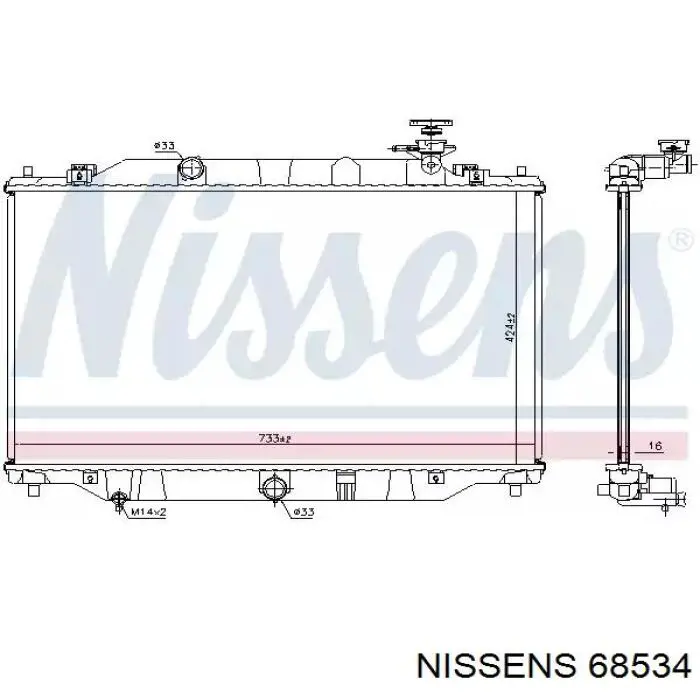 68534 Nissens radiador de esfriamento de motor