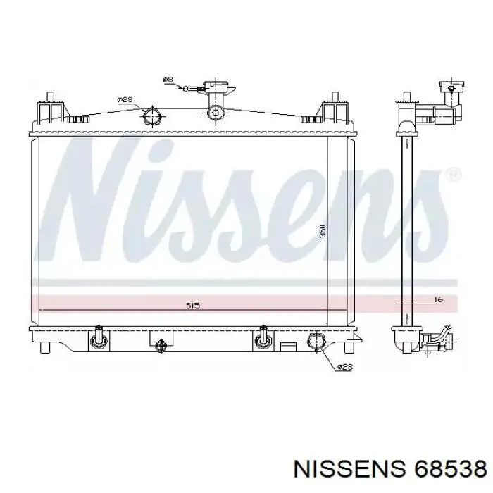 68538 Nissens radiador de esfriamento de motor