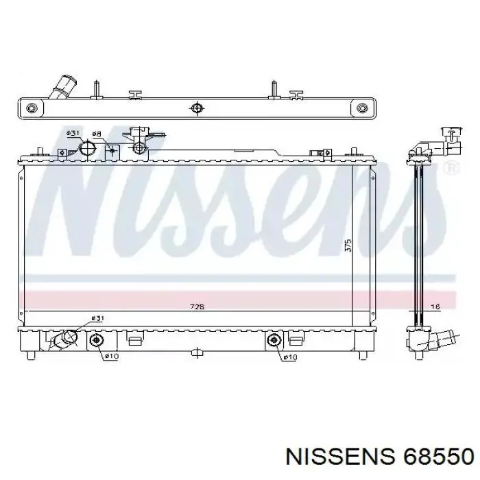 68550 Nissens radiador de esfriamento de motor