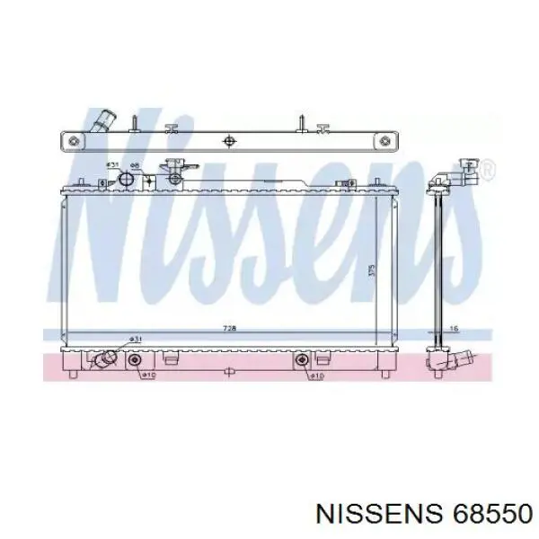 Радиатор охлаждения двигателя Nissens 68550 цена, от 182.70 USD