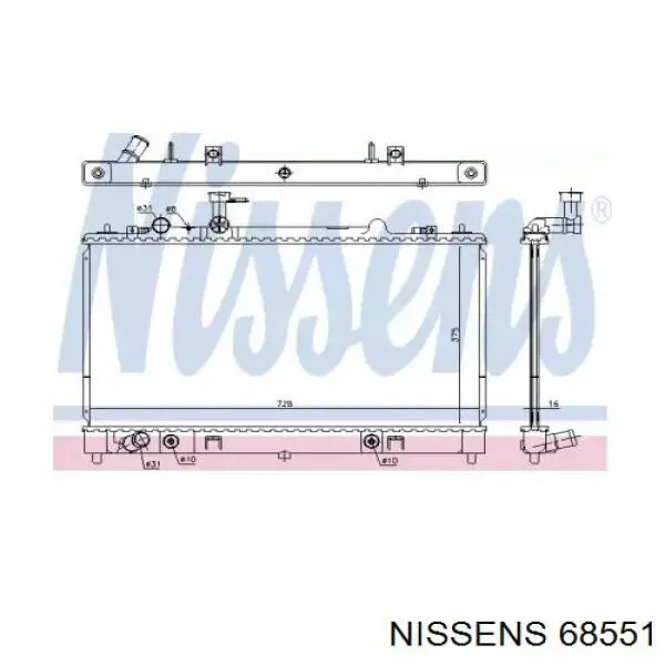 68551 Nissens radiador de esfriamento de motor