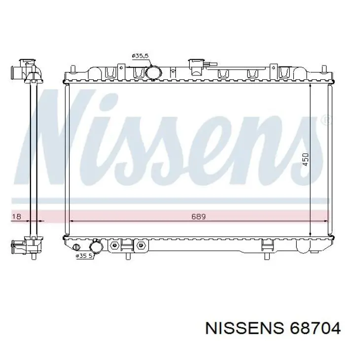 Radiador refrigeración del motor 68704 Nissens