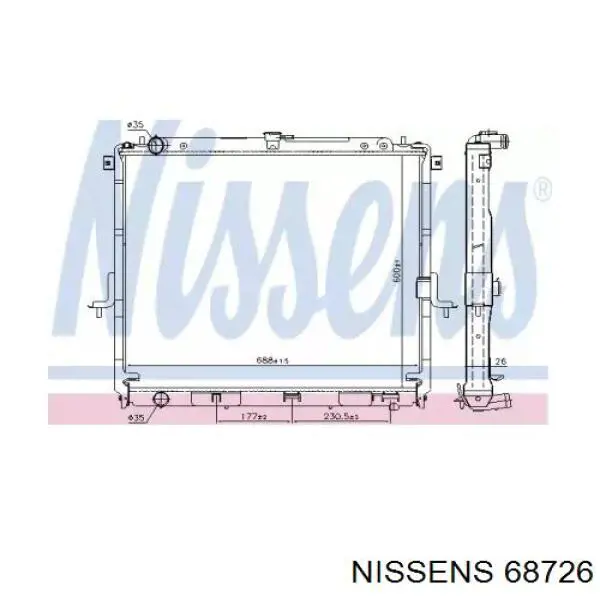 68726 Nissens radiador de esfriamento de motor