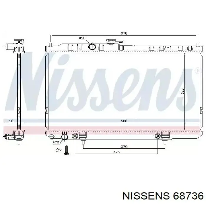 68736 Nissens radiador de esfriamento de motor