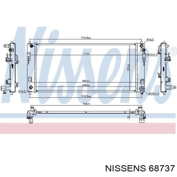 68737 Nissens radiador de esfriamento de motor