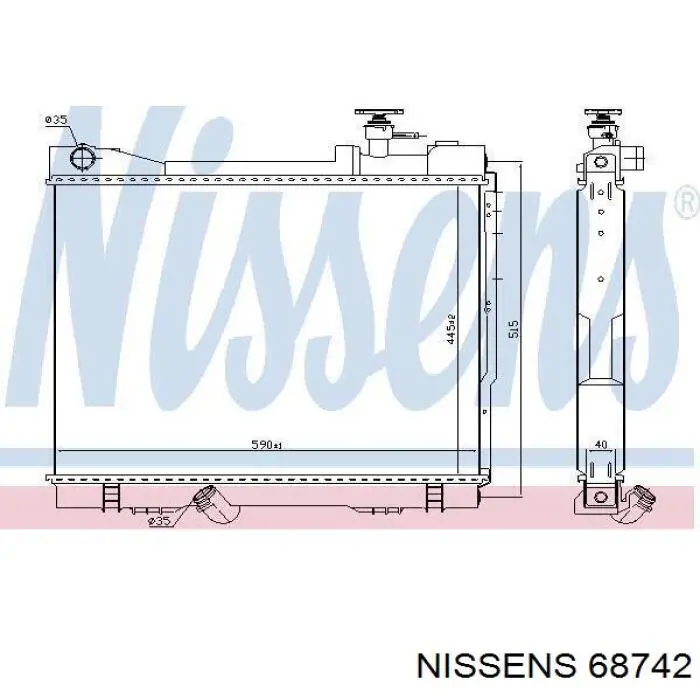 68742 Nissens radiador de esfriamento de motor