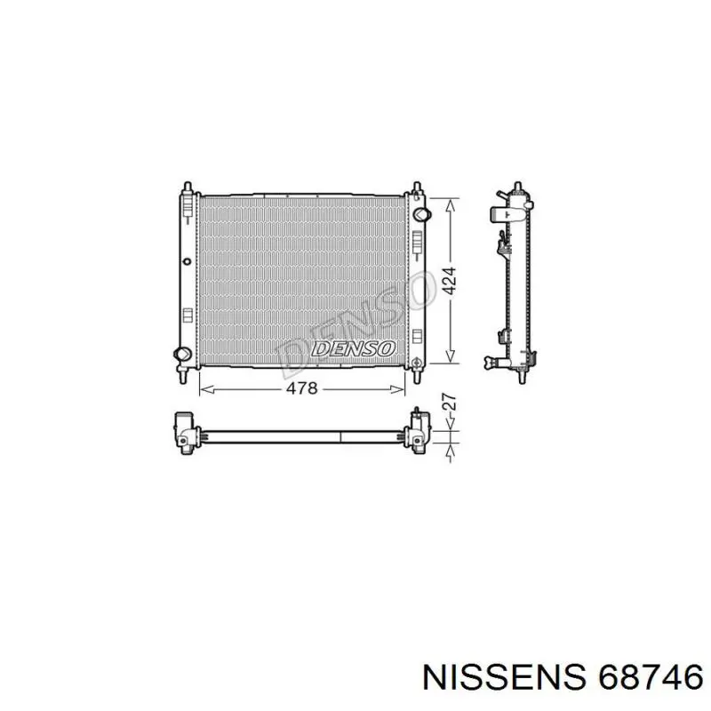 Radiador refrigeración del motor 68746 Nissens