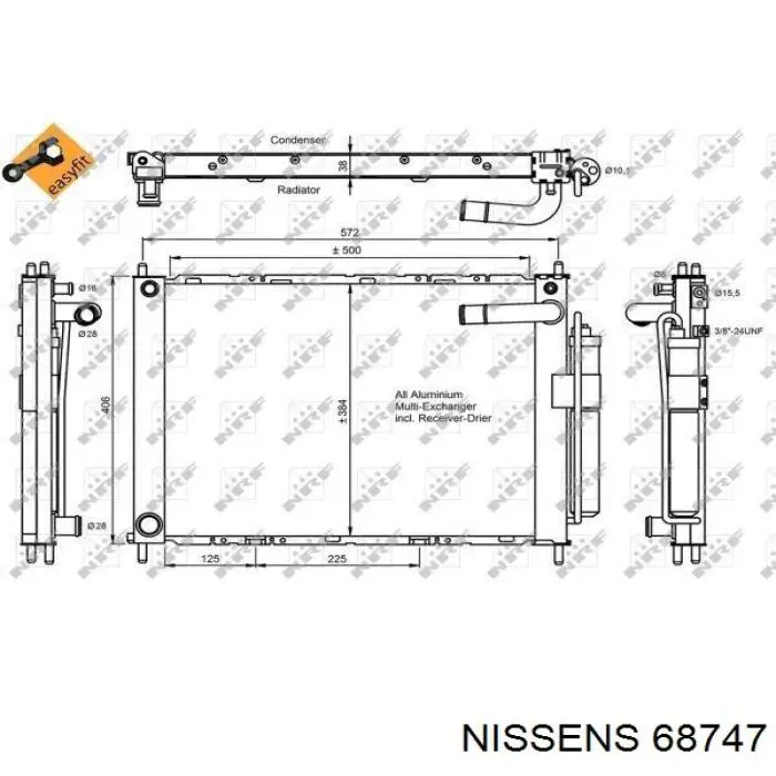 68747 Nissens radiador de esfriamento de motor