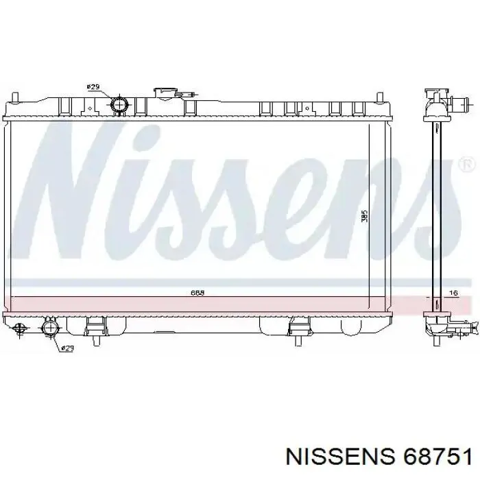Radiador refrigeración del motor 68751 Nissens
