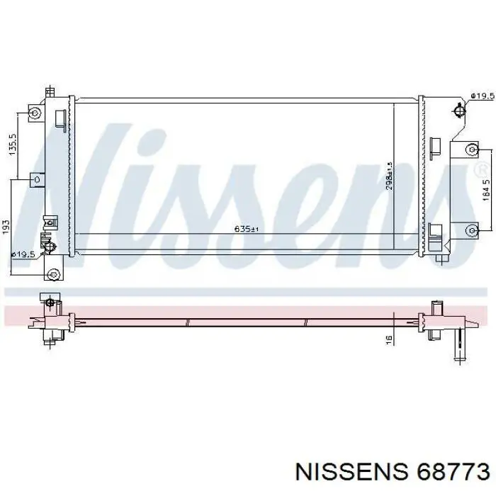 Radiador refrigeración del motor 68773 Nissens