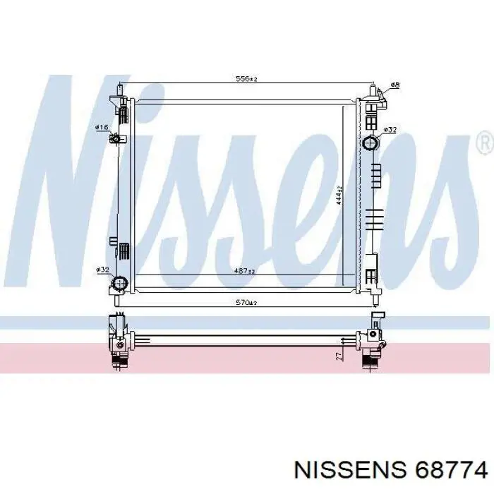 Радиатор охлаждения двигателя Nissens 68774 цена, от 175.65 USD