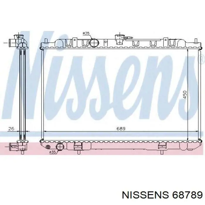 Radiador refrigeración del motor 68789 Nissens