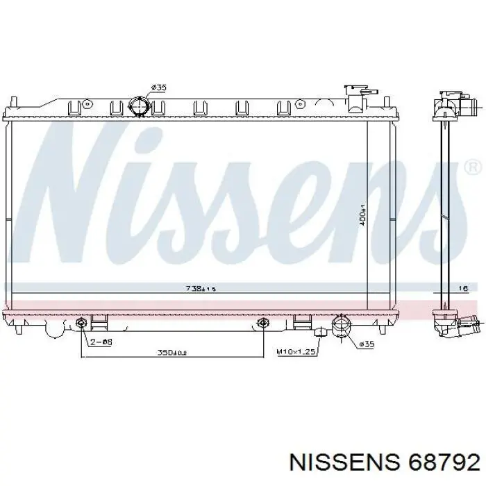 Radiador refrigeración del motor 68792 Nissens