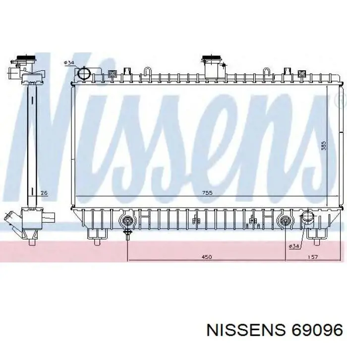 Радиатор охлаждения двигателя Nissens 69096 цена, от 89.67 USD
