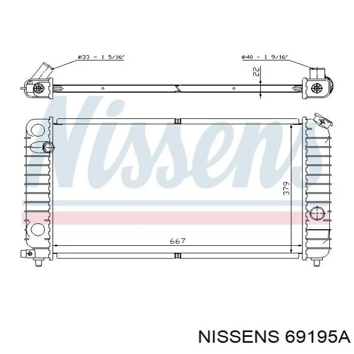 Radiador refrigeración del motor 69195A Nissens