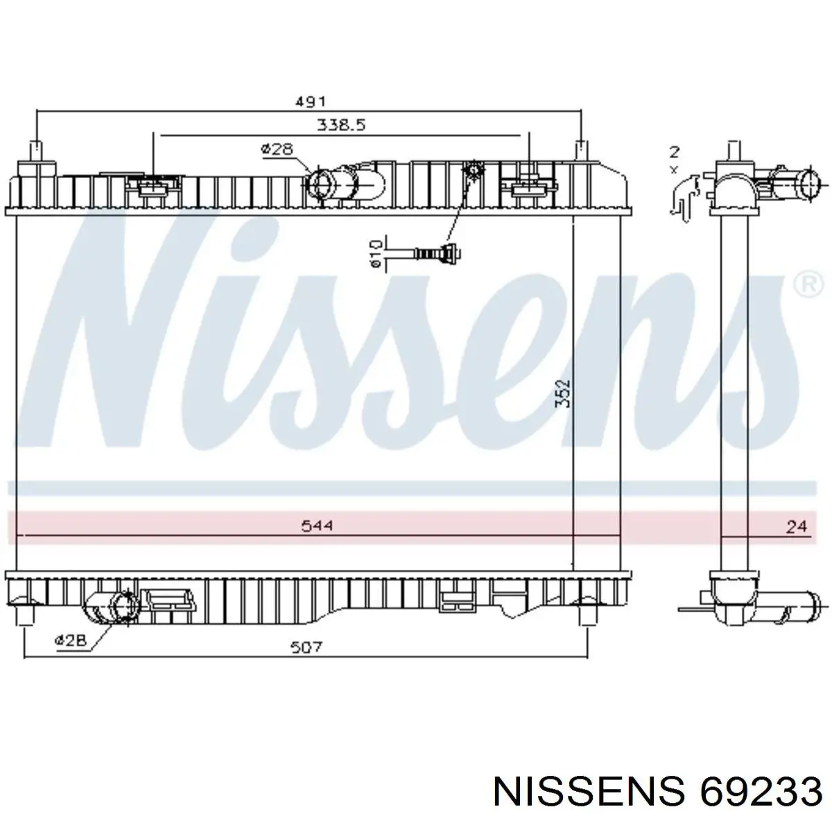 Radiador refrigeración del motor 69233 Nissens
