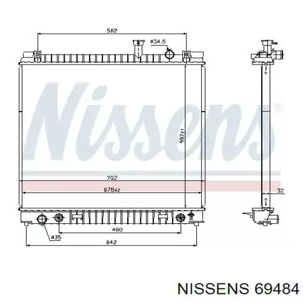Radiador refrigeración del motor 69484 Nissens