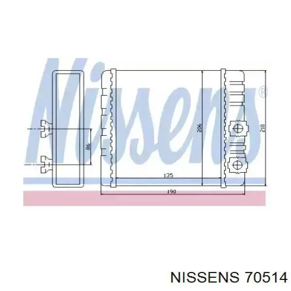 Радиатор печки 70514 Nissens