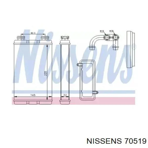 Радиатор печки 70519 Nissens