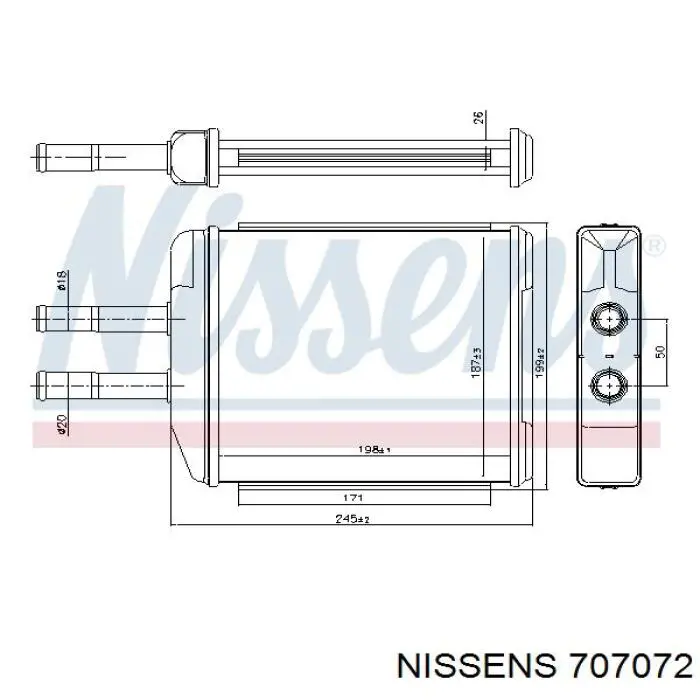 707072 Nissens radiador de forno (de aquecedor)