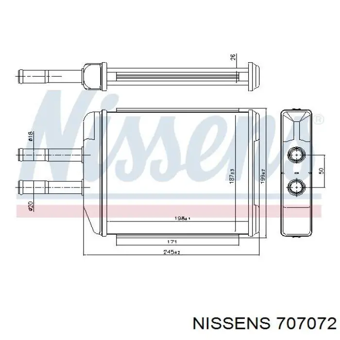 Radiador de calefacción 707072 Nissens