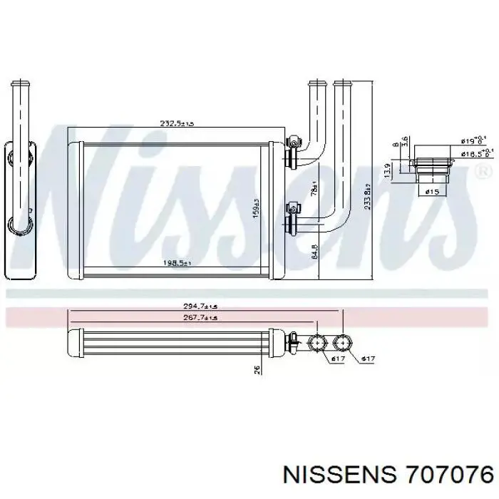 707076 Nissens radiador de forno (de aquecedor)