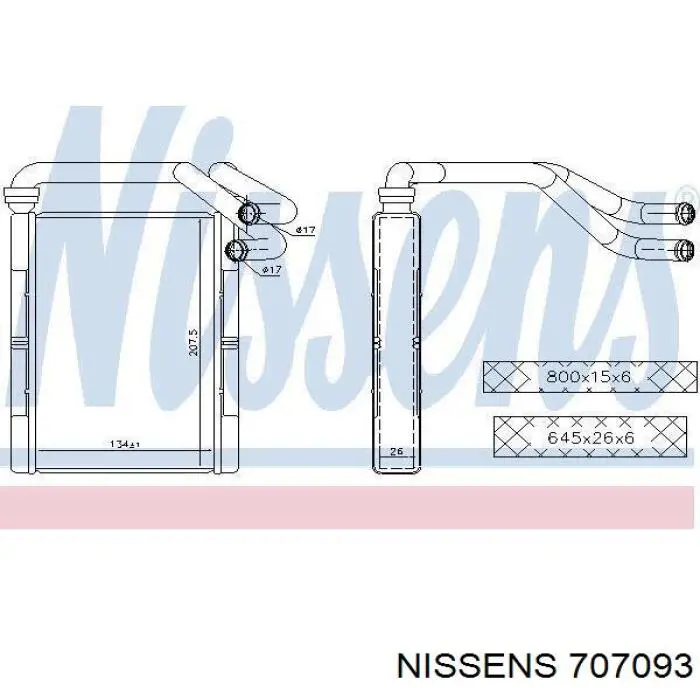 Радиатор печки 707093 Nissens