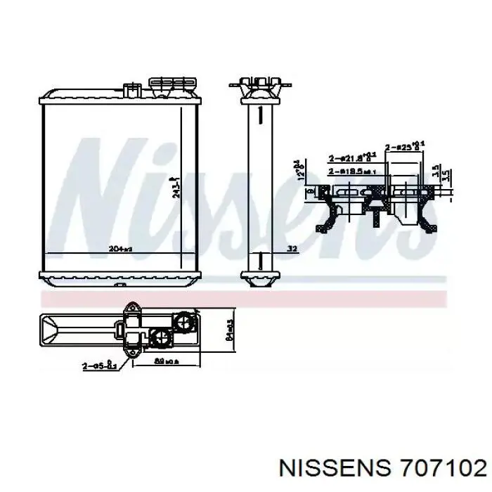 Радиатор кондиционера 707102 Nissens