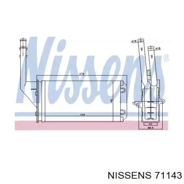 Радиатор печки 71143 Nissens