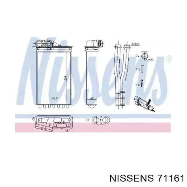 Radiador de calefacción 71161 Nissens