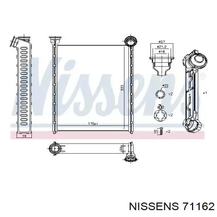 71162 Nissens radiador de forno (de aquecedor)