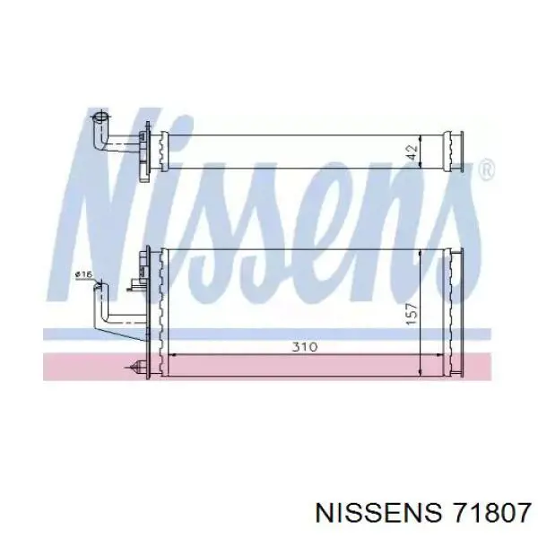 Радиатор печки 71807 Nissens