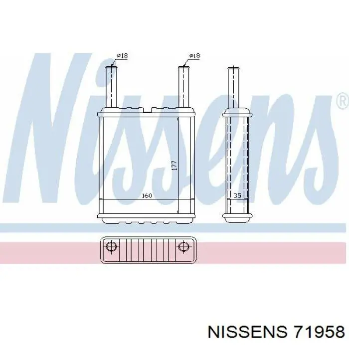 Радиатор печки 71958 Nissens