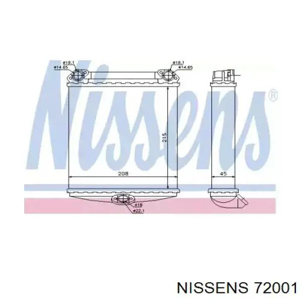 72001 Nissens радиатор печки