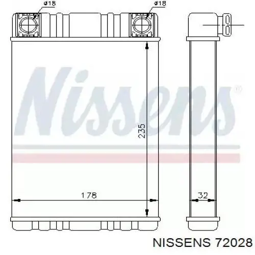 Радиатор печки (отопителя) Nissens 72028