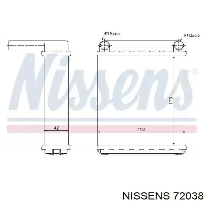 72038 Nissens радиатор печки (отопителя задний)