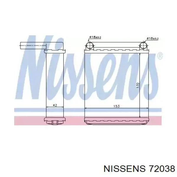 Radiador de calefacción trasero 72038 Nissens