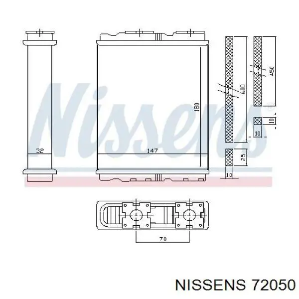 Радиатор печки 72050 Nissens