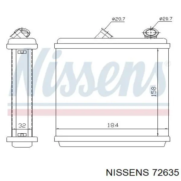 72635 Nissens радиатор печки
