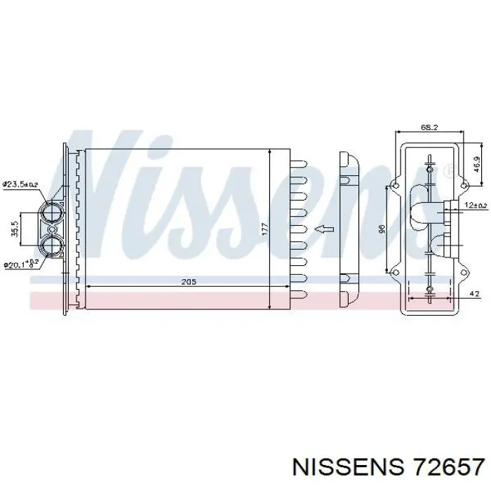 Радиатор печки (отопителя) Nissens 72657
