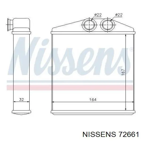 Радиатор печки (отопителя) Nissens 72661