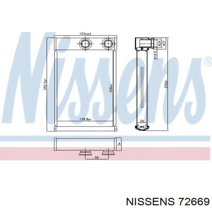 72669 Nissens radiador de forno (de aquecedor)