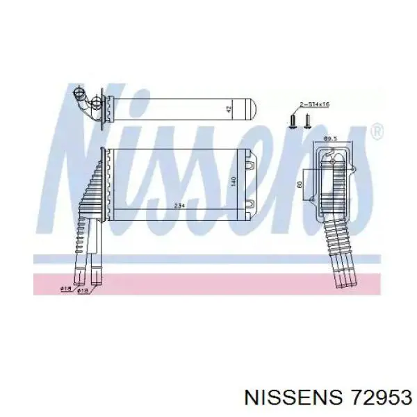 72953 Nissens radiador de forno (de aquecedor)