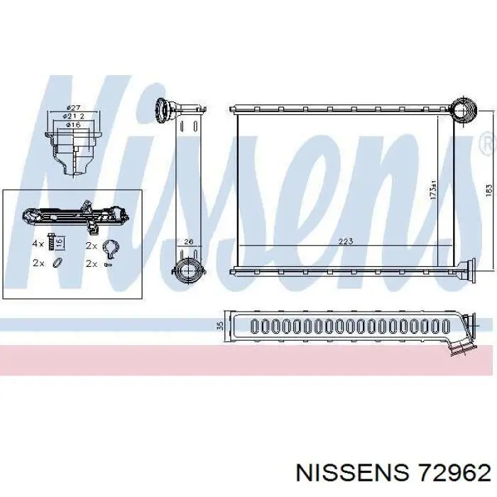 72962 Nissens радиатор печки
