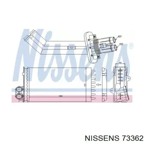 Радиатор печки (отопителя) Nissens 73362