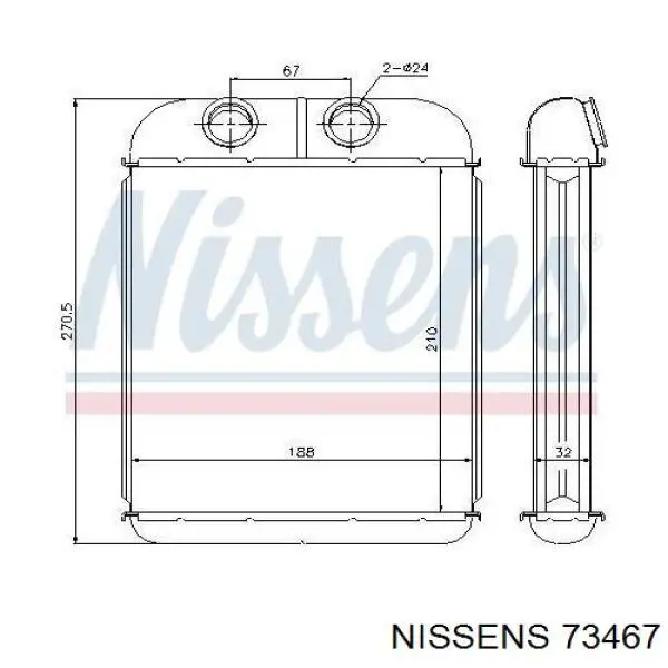 Радиатор печки 73467 Nissens