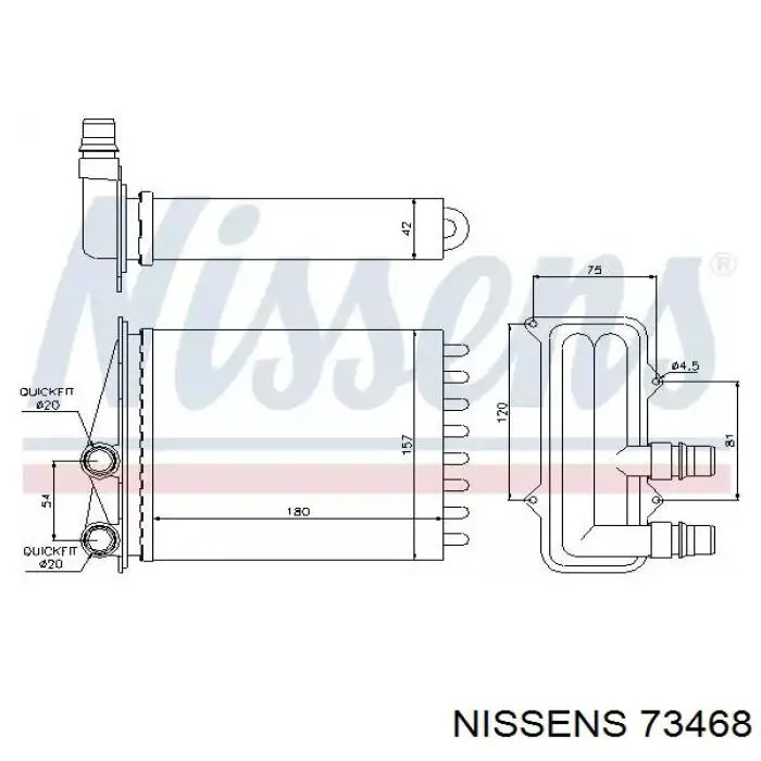 Радиатор печки 73468 Nissens