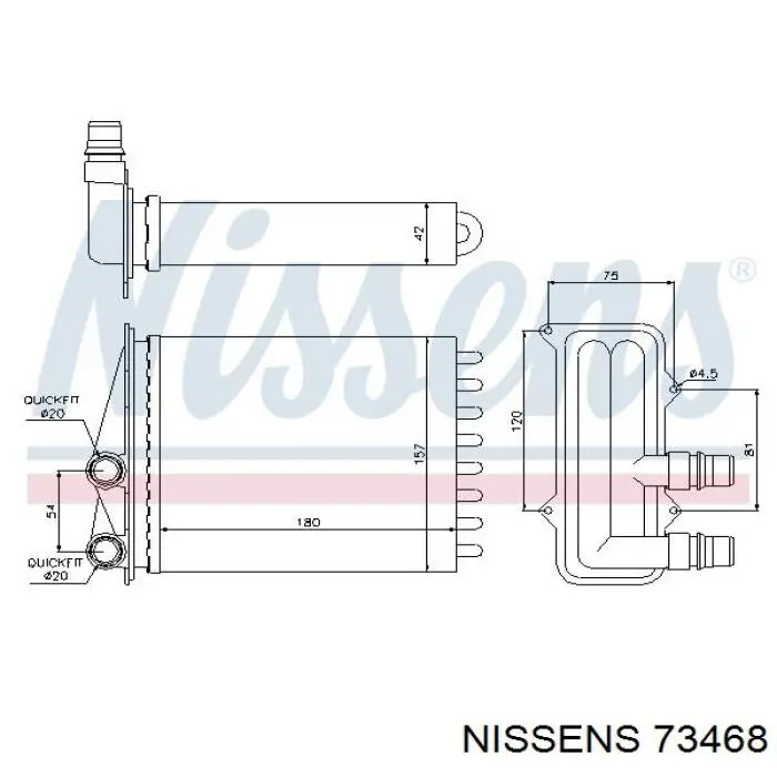 Радиатор печки (отопителя) Nissens 73468 цена, от 32.35 USD