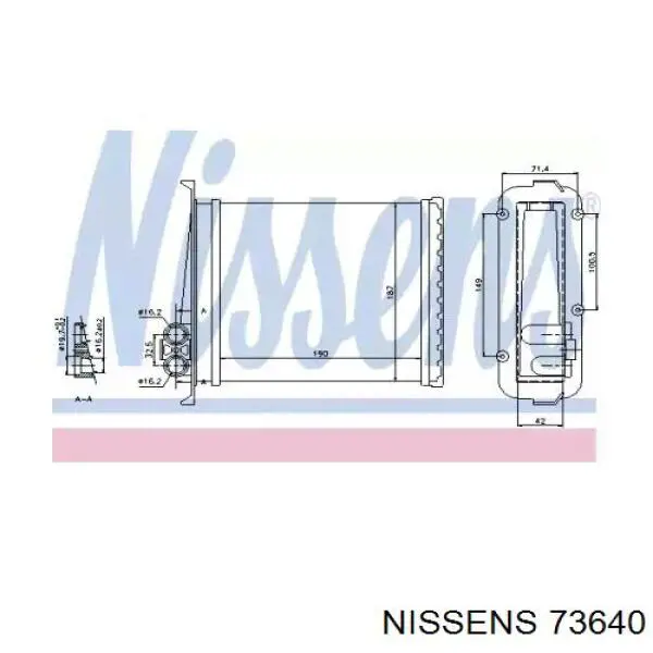Радиатор печки 73640 Nissens